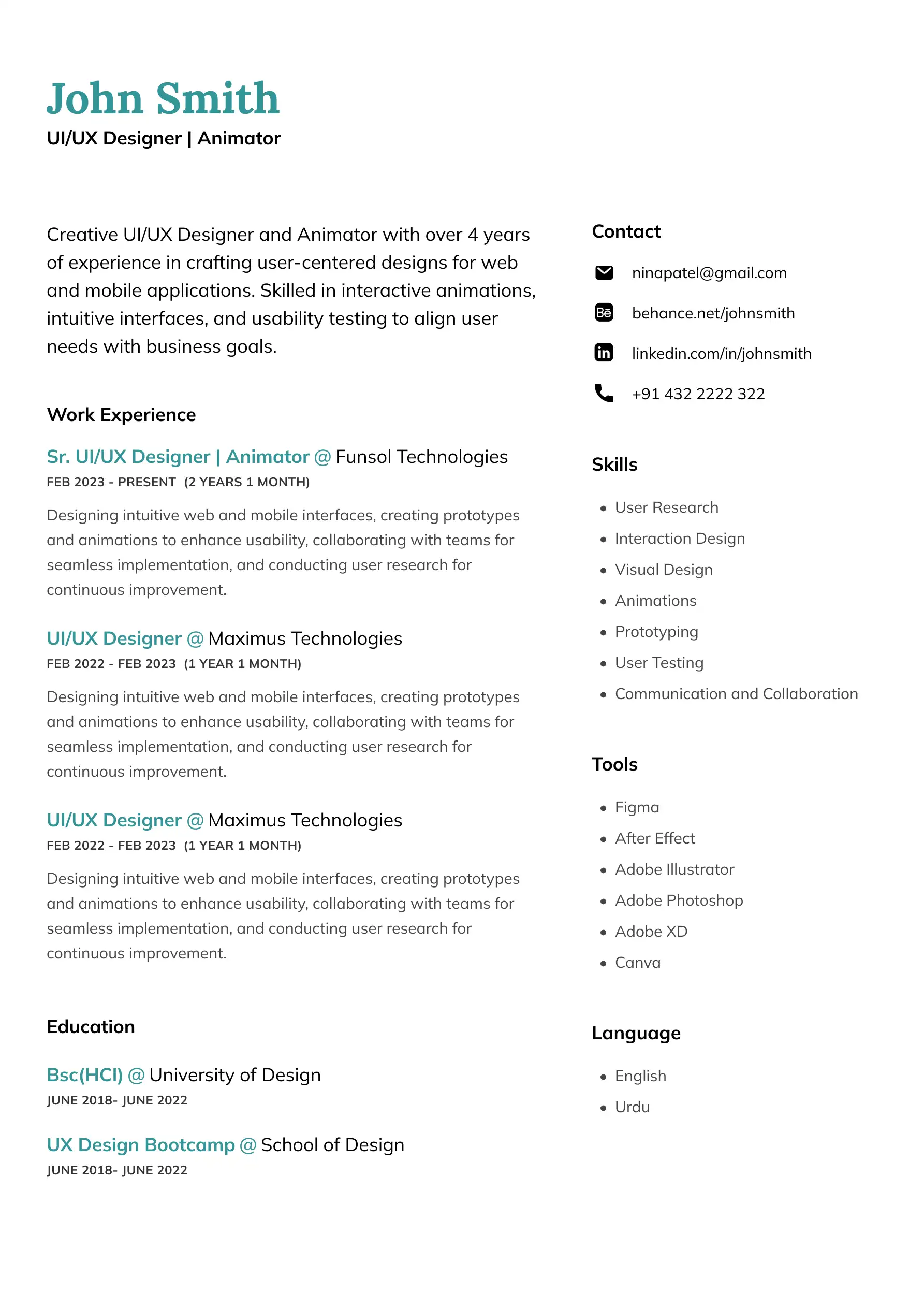 Modern resume template