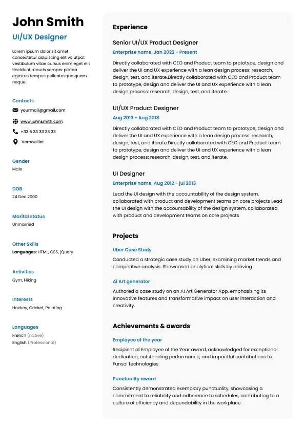 Professional resume template